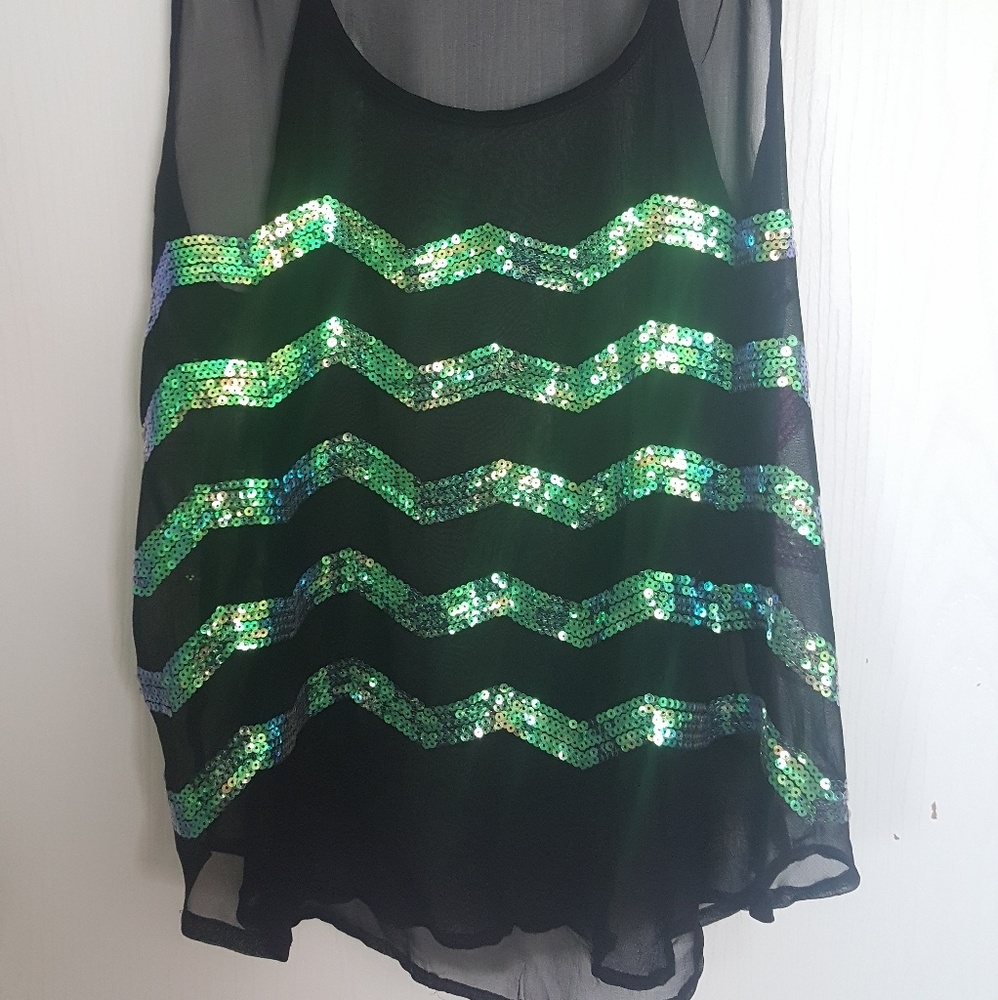 Black sequence Tank Top